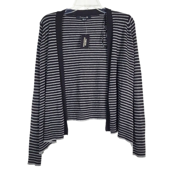 FOREVER 21 striped open front cardigan - Picture 1 of 4